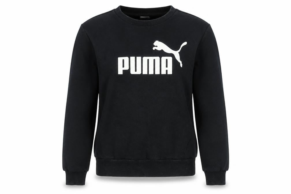 Puma Womens Black Small Pullover Sweatshirt Crew Neck Logo Fleece