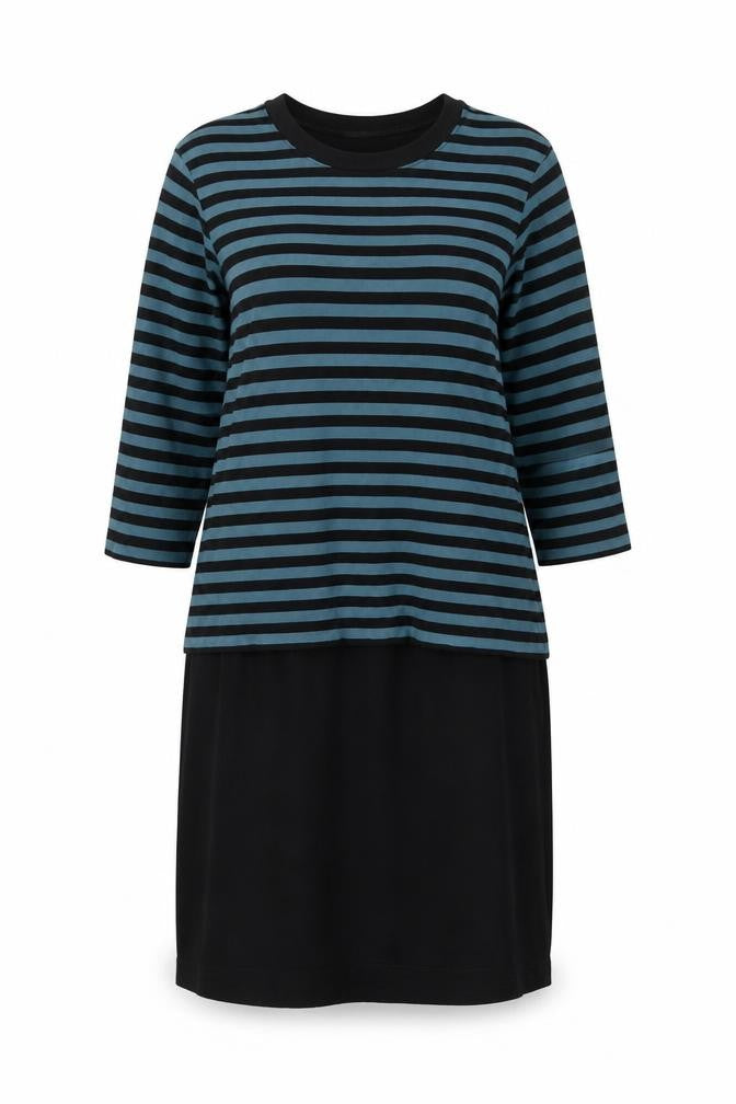 Carolyn Donnelly The Edit Womens Black Blue Striped Shift Dress UK 10