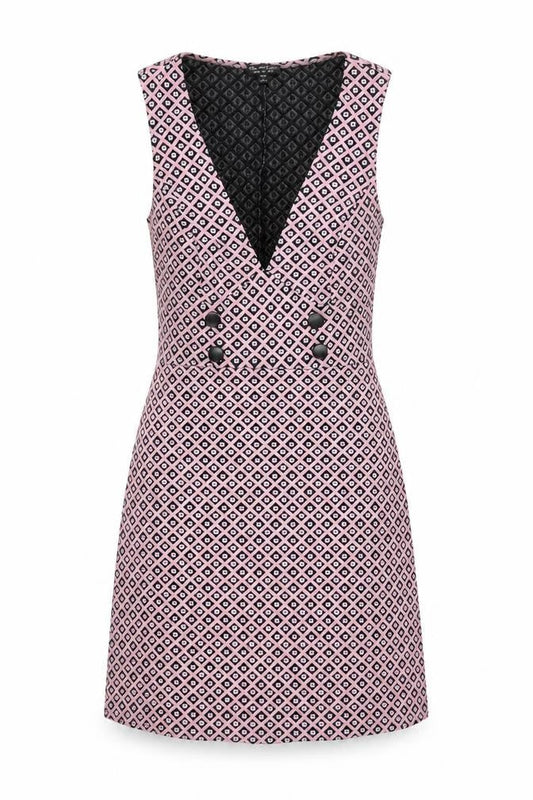 Miss Selfridge Women’s Pink Geometric Shift Dress Size 10 Sleeveless V-Neck