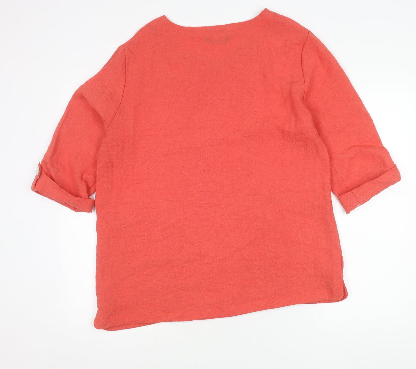 TIGI Womens Red Tunic Blouse Size 14 3/4 Sleeve Rayon Blend