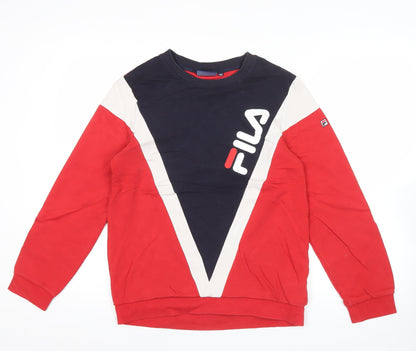 Fila Mens Red Blue White XS Logo Pullover Sweatshirt
