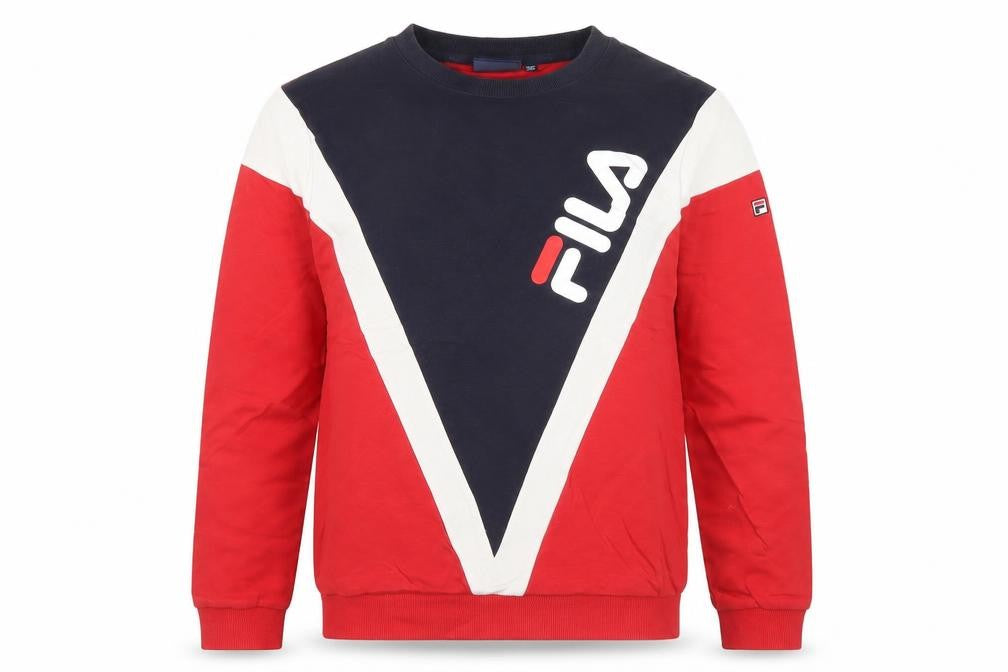 Fila Teens Red Blue White XS Logo Pullover Sweatshirt