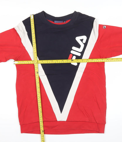 Fila Mens Red Blue White XS Logo Pullover Sweatshirt