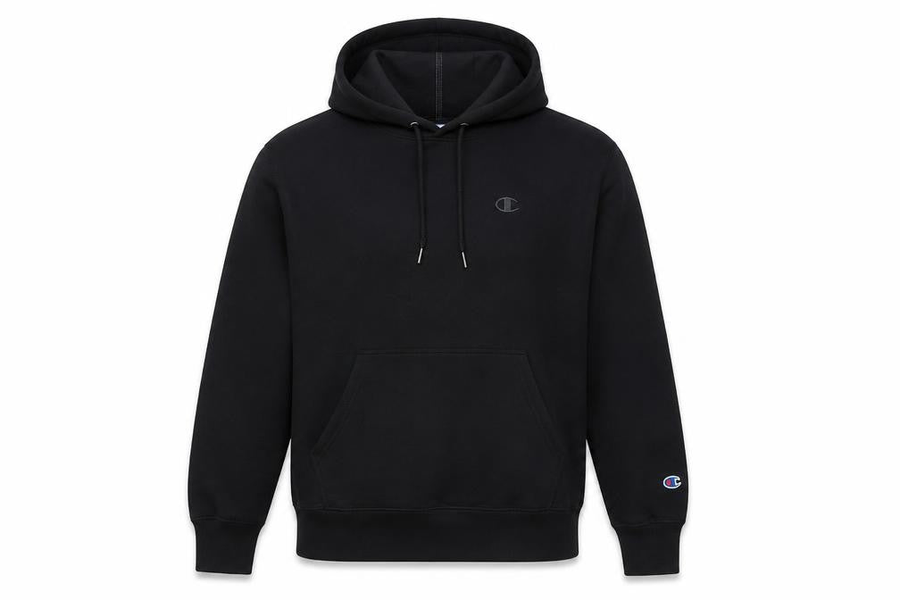 Champion Men's Black Pullover Hoodie Size S Logo Fleece
