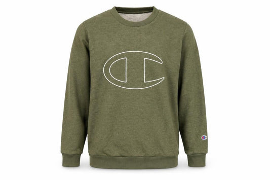 Champion Men Green Medium Pullover Sweatshirt Crew Neck Logo