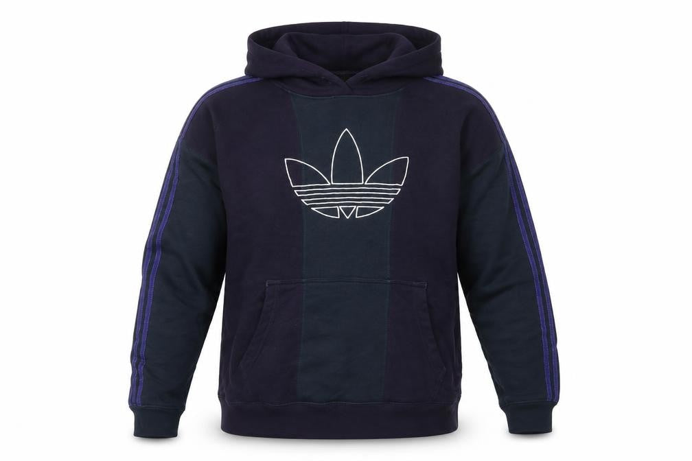 Adidas Mens Blue L Pullover Hoodie Retro Sports Logo Cotton