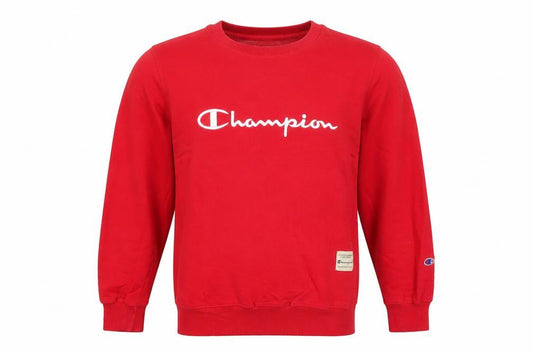 Champion Mens Red Medium Crew Neck Pullover Sweatshirt Logo Print