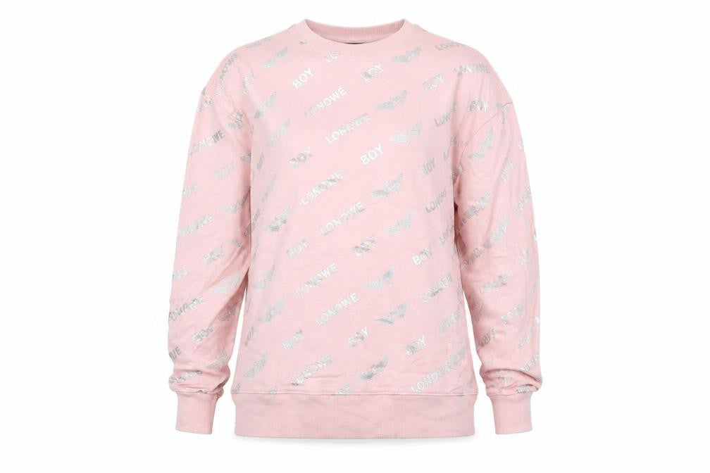 BOY-LONQWE Men’s Pink Logo Pullover Sweatshirt Size M Cotton Crewneck