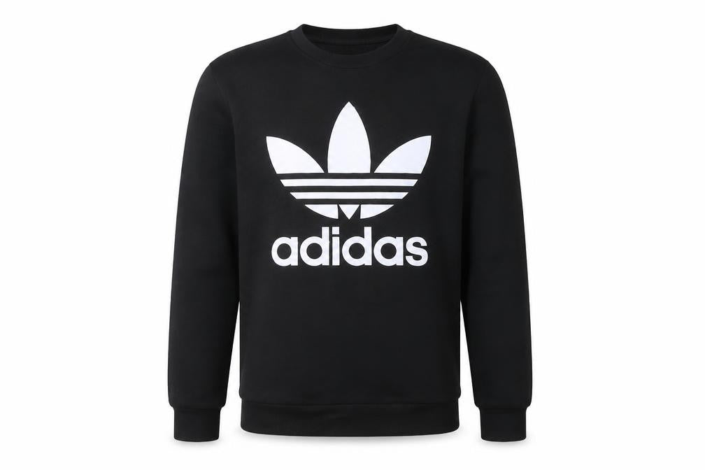 Adidas Mens Black XS Pullover Crew Neck Logo Sweatshirt