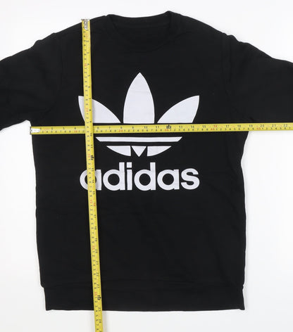 Back view of Adidas men’s black xs pullover crew neck logo sweatshirt