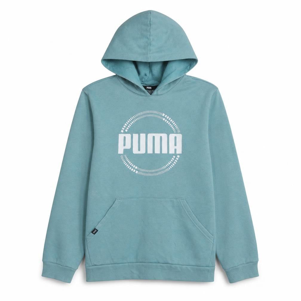 Puma Boys Green Hoodie 13-14 Years Pullover Regular Fit Logo Sweatshirt