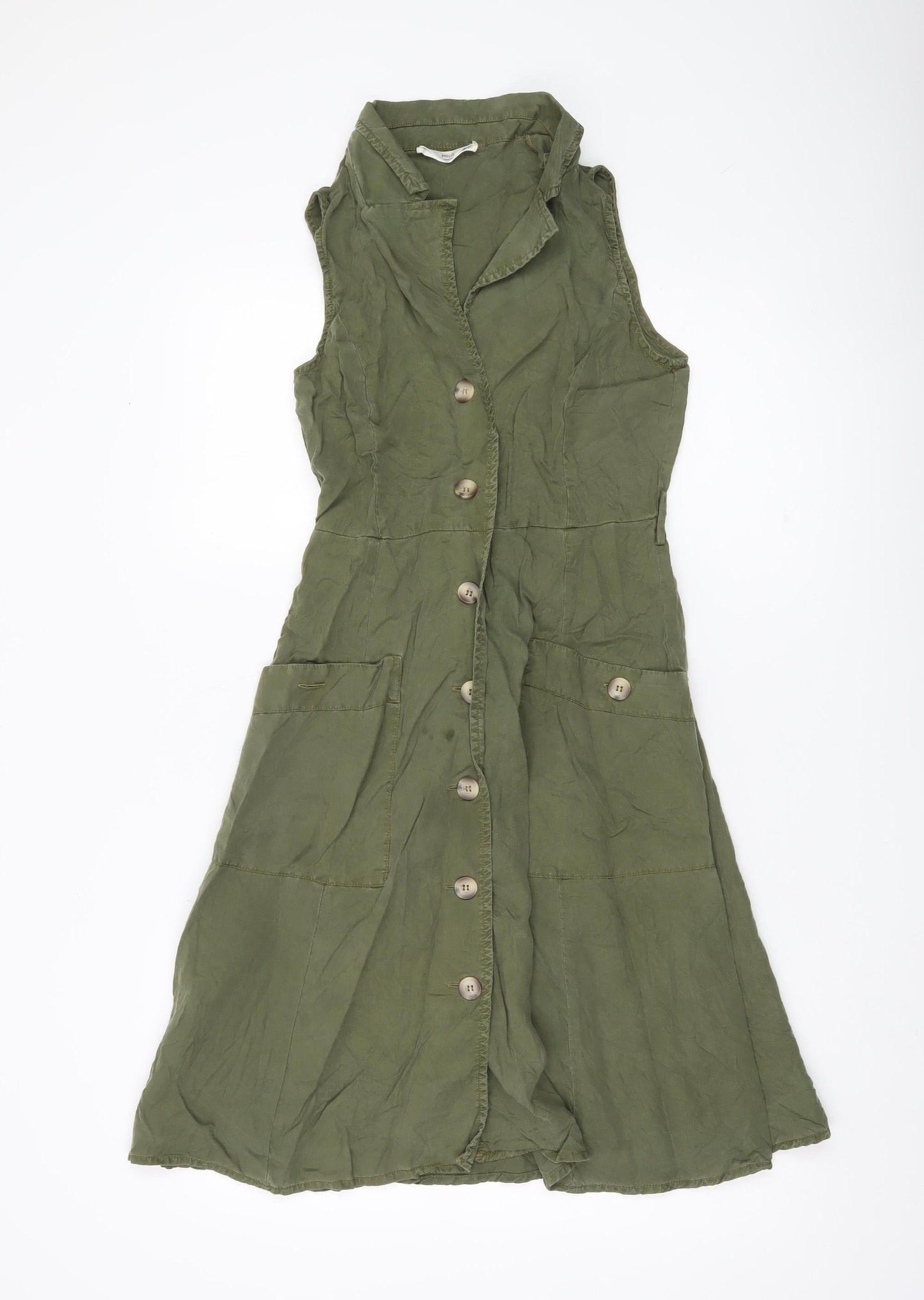 MNG Women’s Green Shirt Dress XS Sleeveless Button Casual
