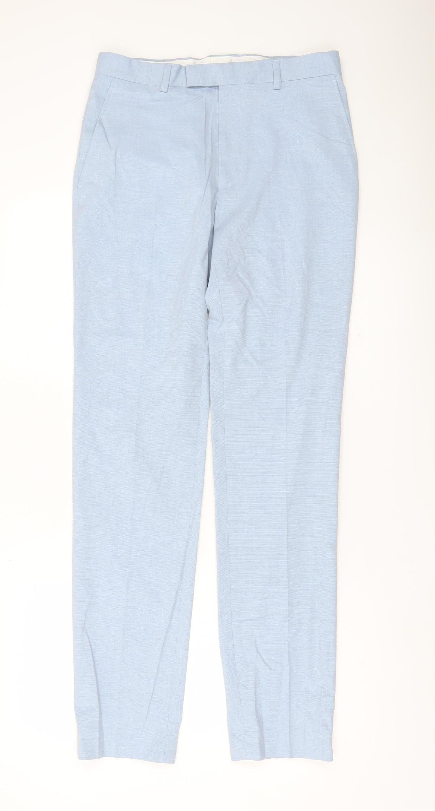 Marks and Spencer Men's Blue Slim Fit Dress Pants 30W 33L