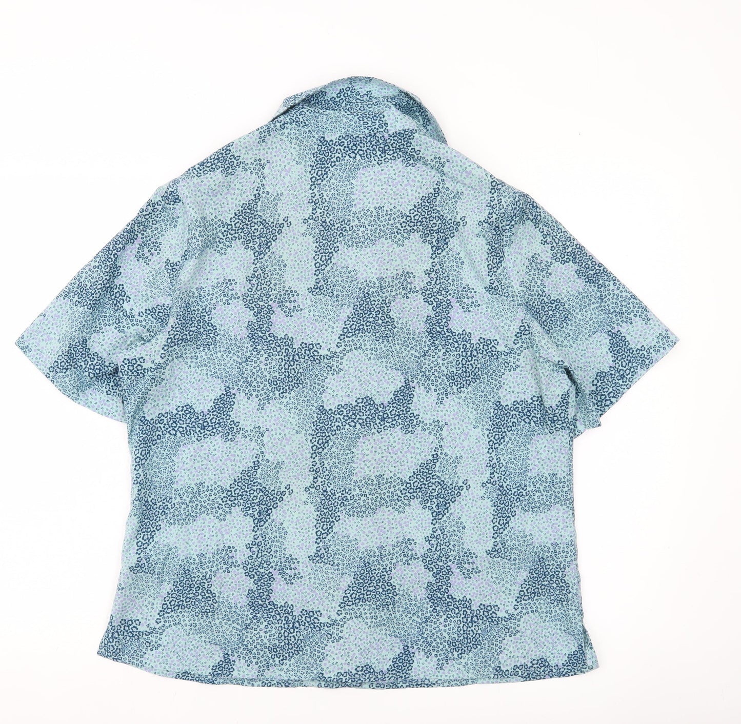 Honor Millburn Women’s Blue Floral Short Sleeve Button-Up Shirt Size 14