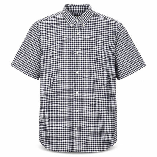 Marks & Spencer Men Blue Check L Regular Fit Short Sleeve Shirt