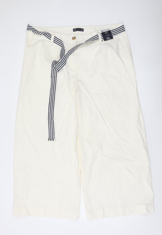 Marks and Spencer Women’s Ivory Chino Trousers Size 20 Slim Wide-Leg
