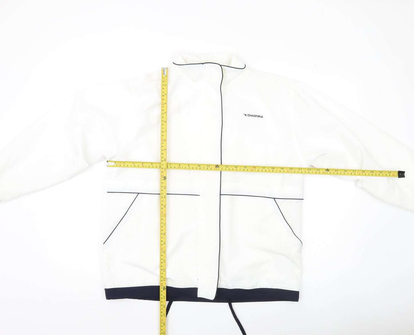 Diadora Men’s White Polyester Windbreaker Jacket Size M