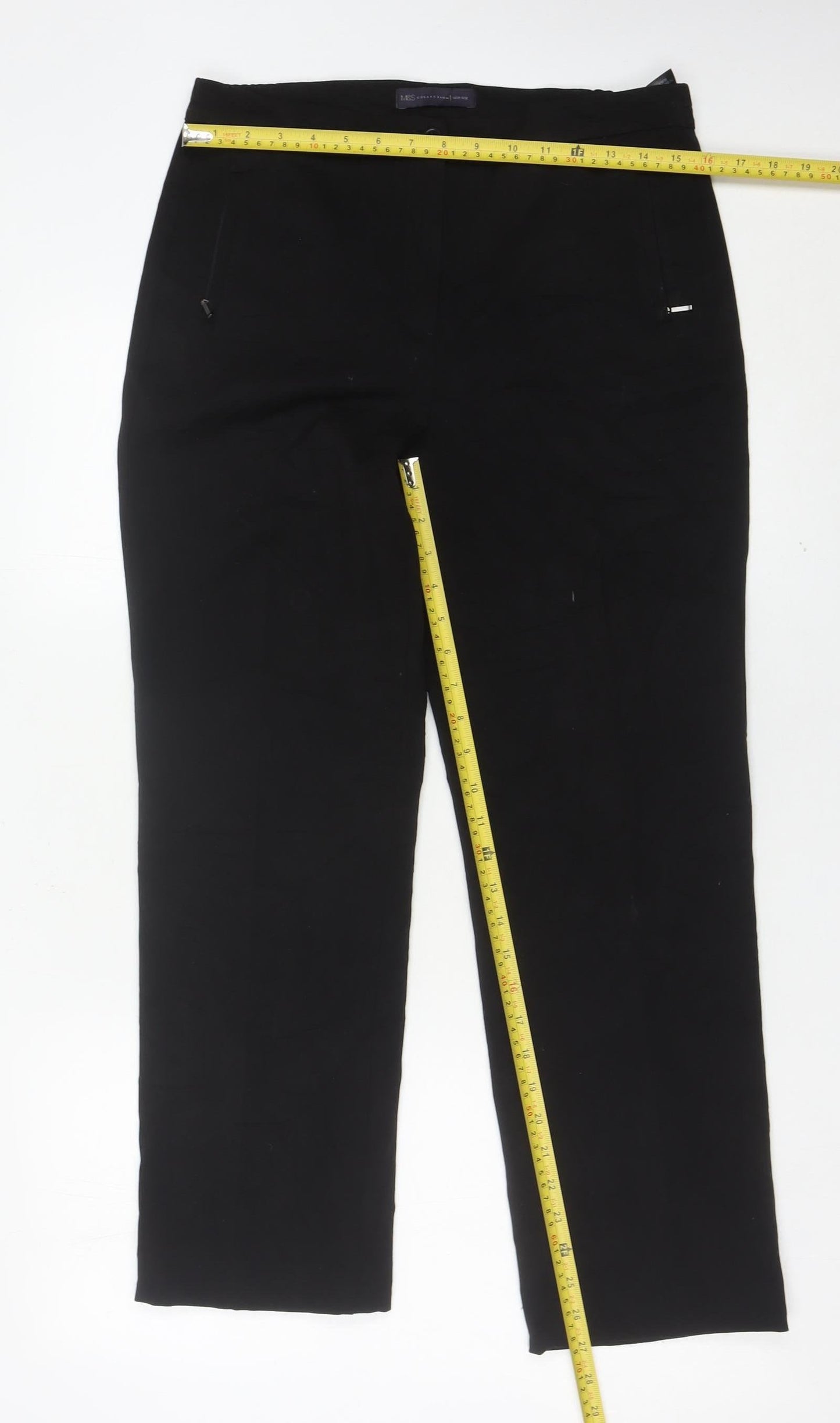 Marks and Spencer Women Black Size 10 Straight Leg Trousers