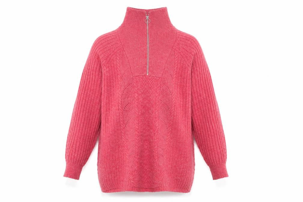 Marks & Spencer Women’s Pink Cable-Knit High Neck Pullover Jumper M