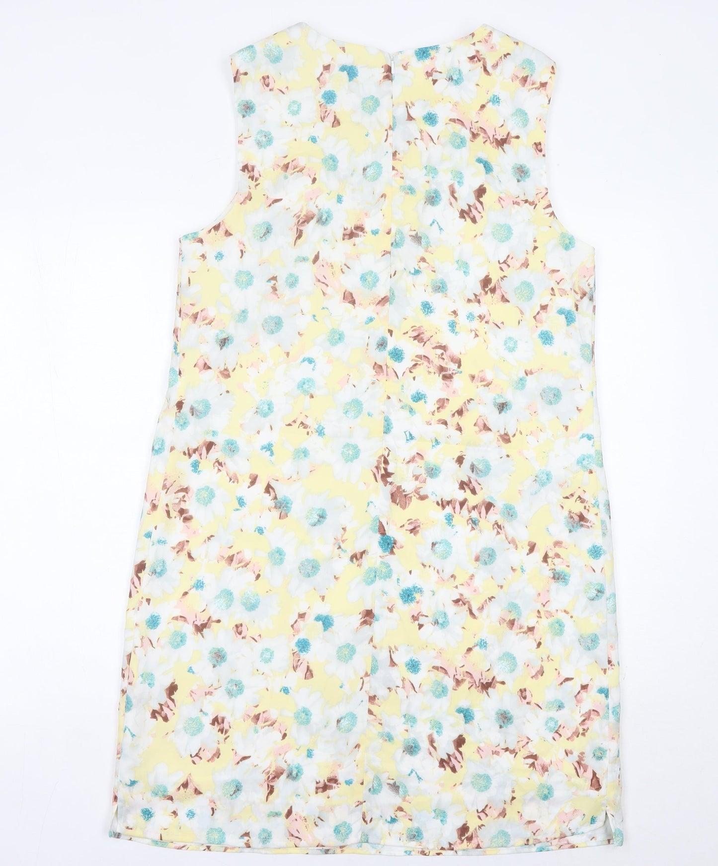 Marks and Spencer Womens Yellow Floral Shift Dress Size 14 Sleeveless