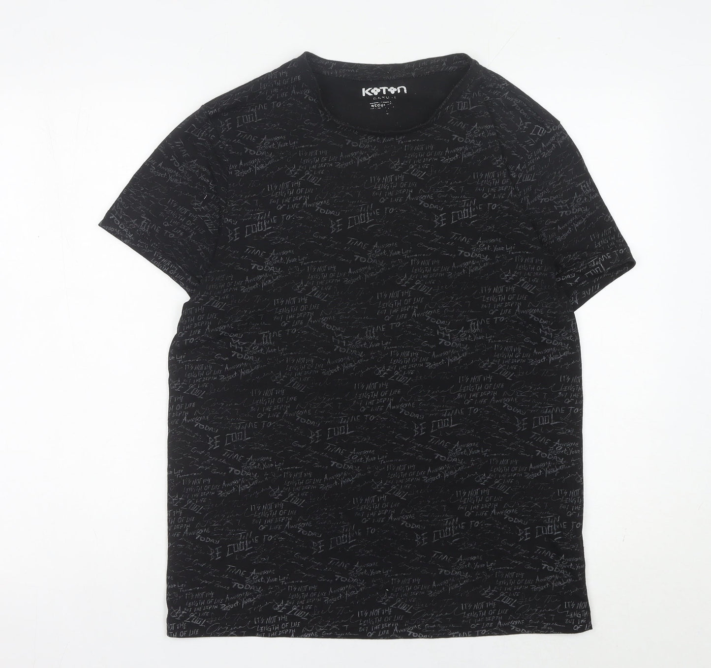 Koton Men’s Black Graphic Print Crew Neck T-Shirt Size S
