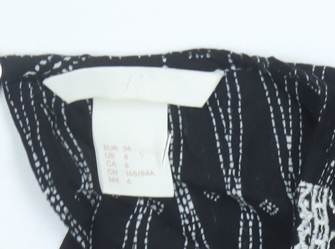 H&M Women’s Black Geometric Embroidered Shift Dress Size 8