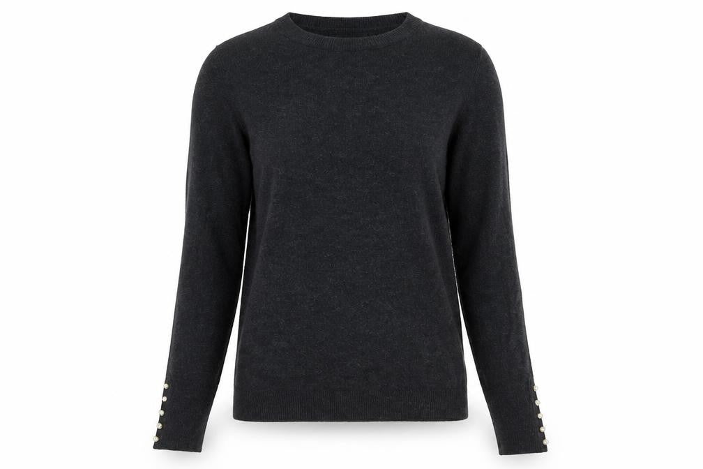Zara Women Black Crew Neck Pullover Jumper Size 8 Long Sleeve Knit