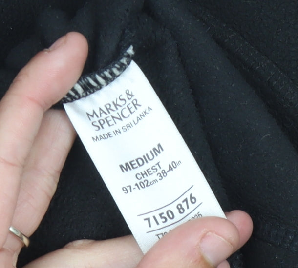 Marks & Spencer Men's Black Fleece Zip Jacket Size M 38"-40" Regular Fit