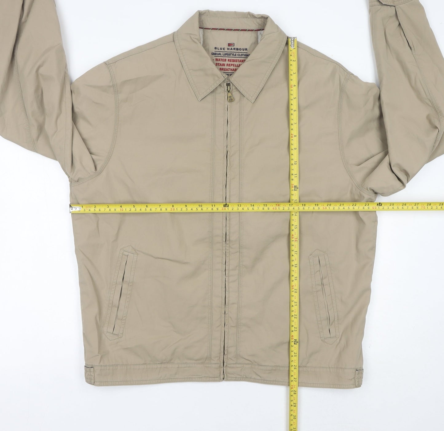 Marks and Spencer Mens Beige Cotton Jacket Casual Zip Size L 42"-43"