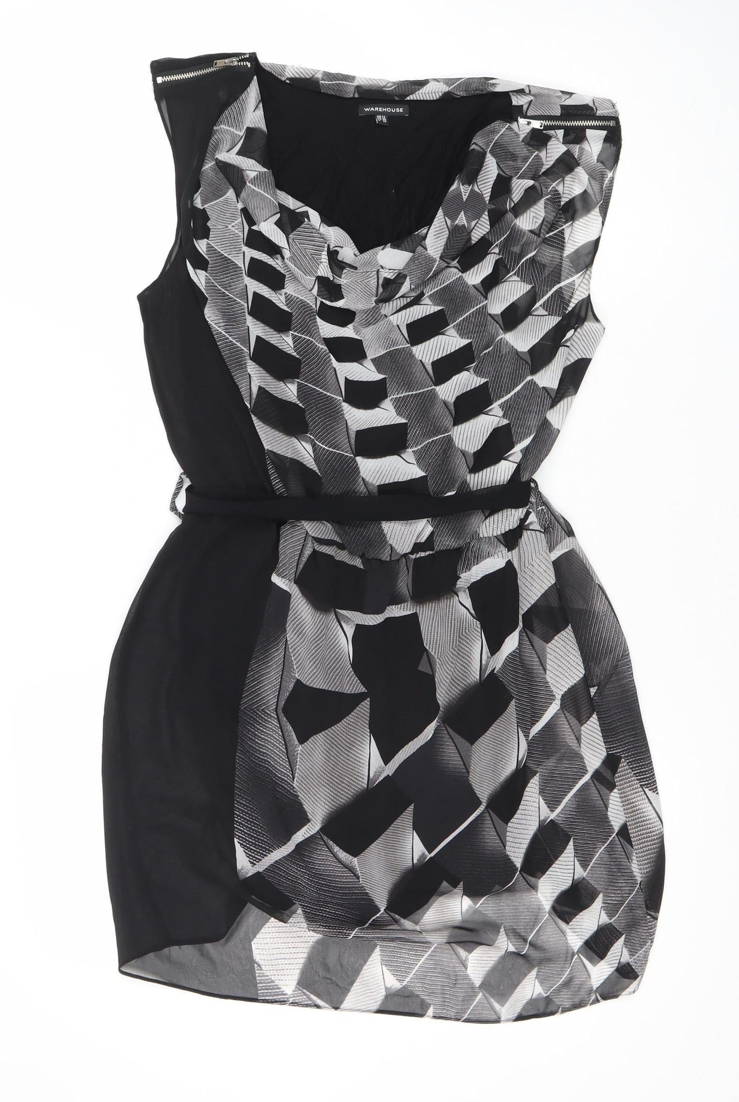 Warehouse Women Black Geometric Strapless Short Party Dress Size 12
