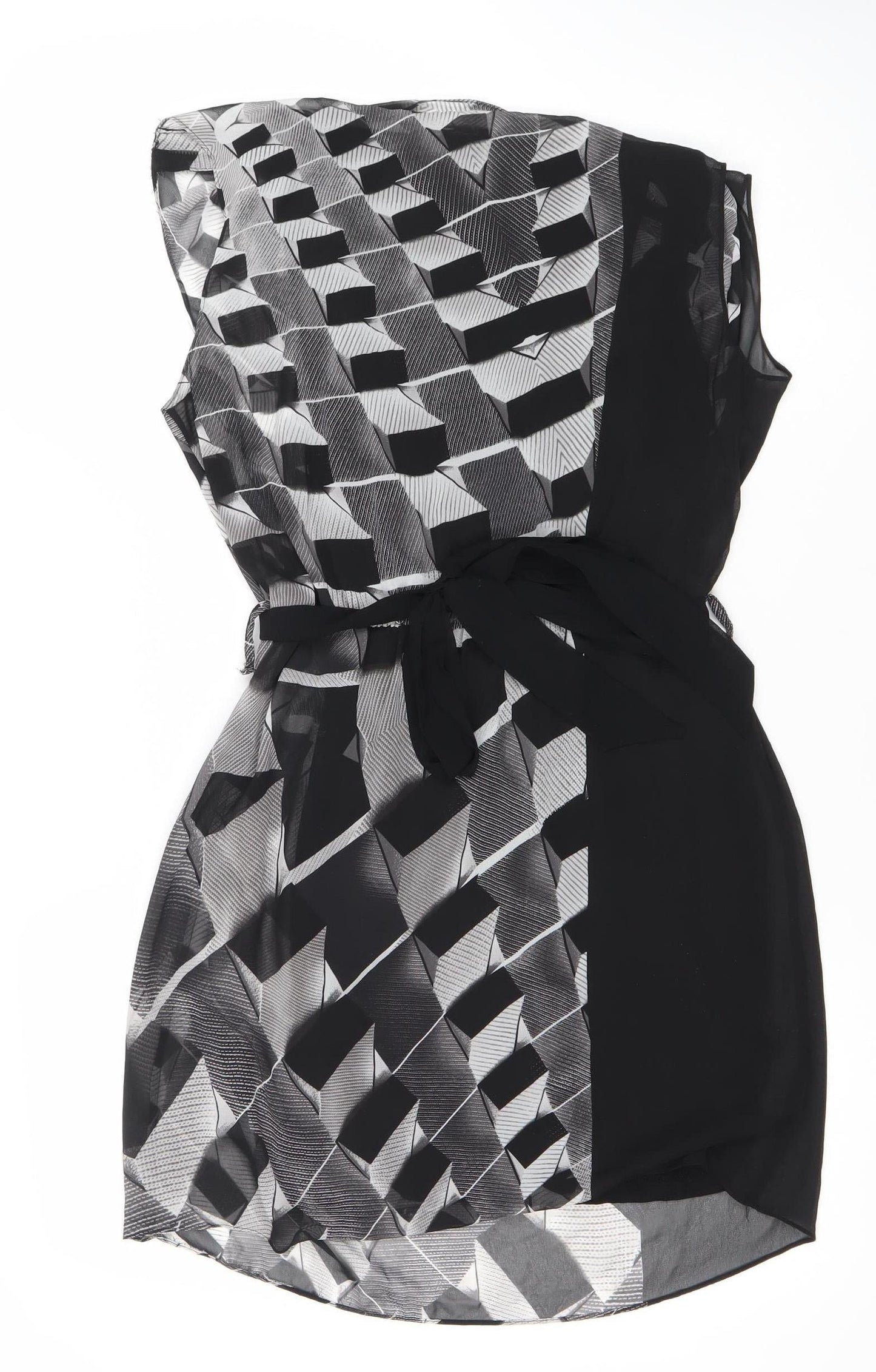 Warehouse Women Black Geometric Strapless Short Party Dress Size 12