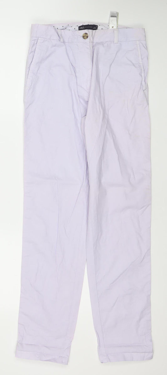 Marks and Spencer Womens White Polka Dot Chino Trousers Size 8