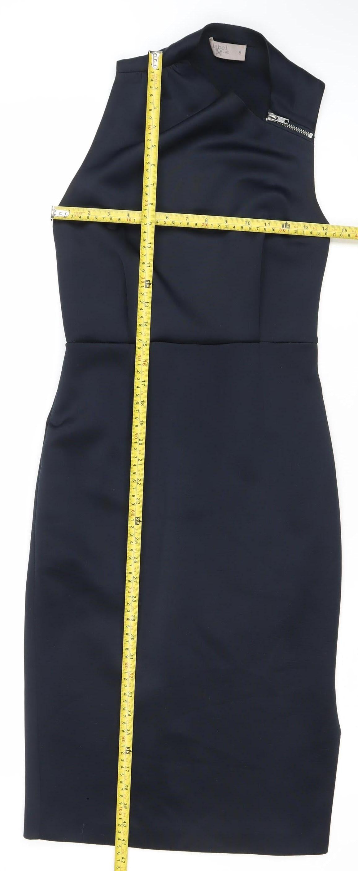 Label Lab Womens Black Size 8 Sheath Sleeveless Asymmetric Dress