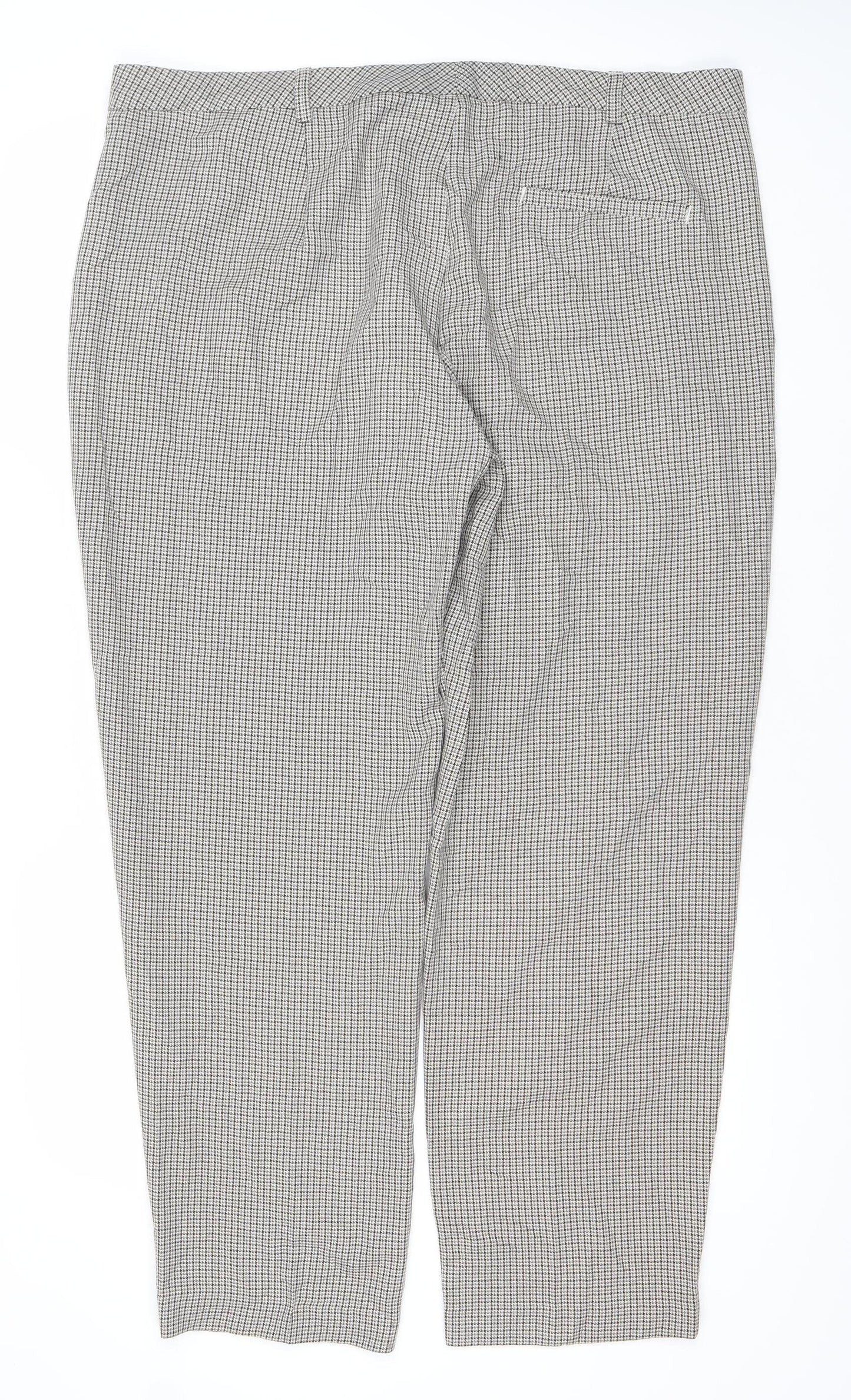 Marks and Spencer Womens Grey Check Straight Leg Trousers Size 20