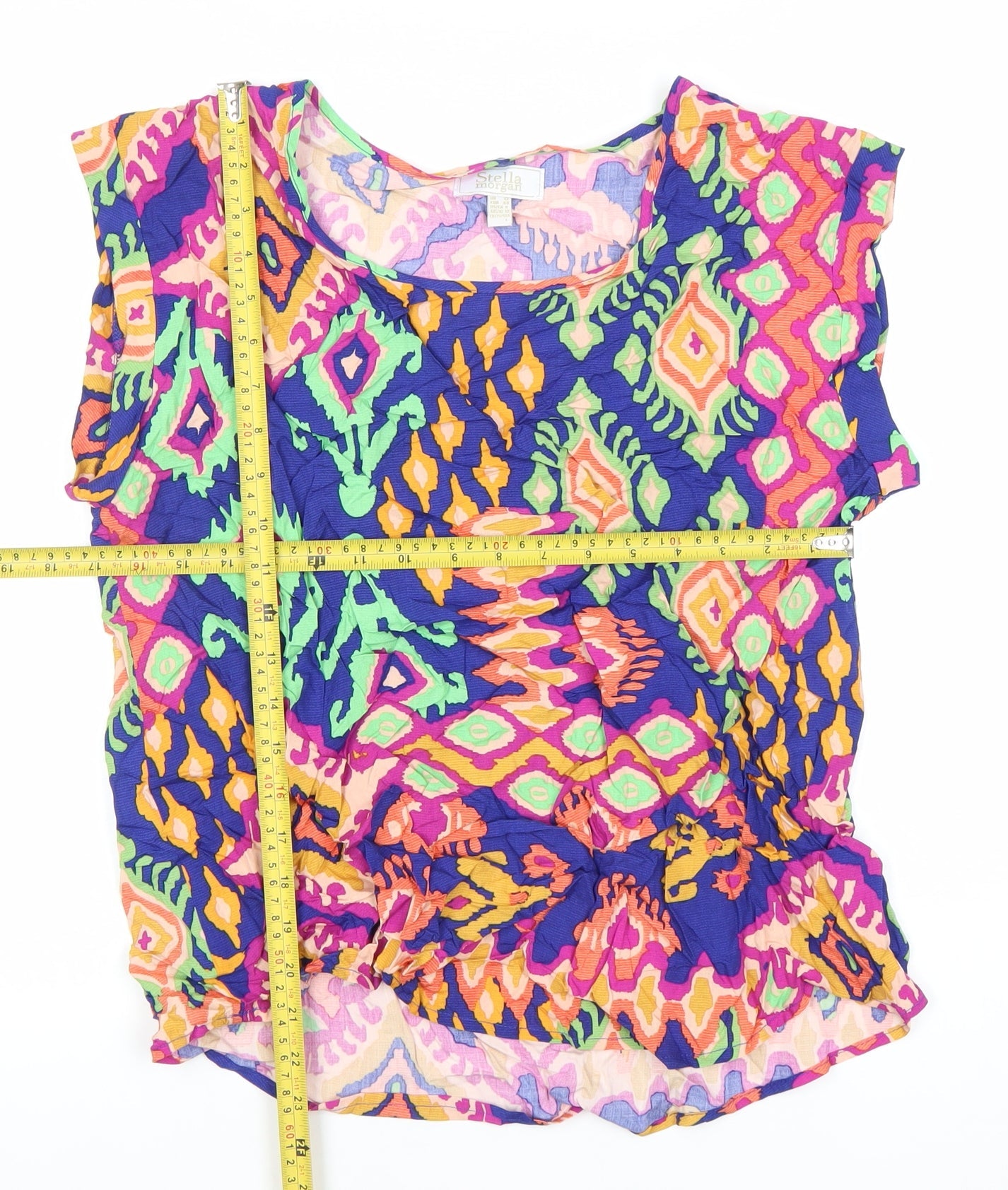 Stella Morgan Womens Multicoloured Size 12 Tunic Sleeveless Blouse Viscose