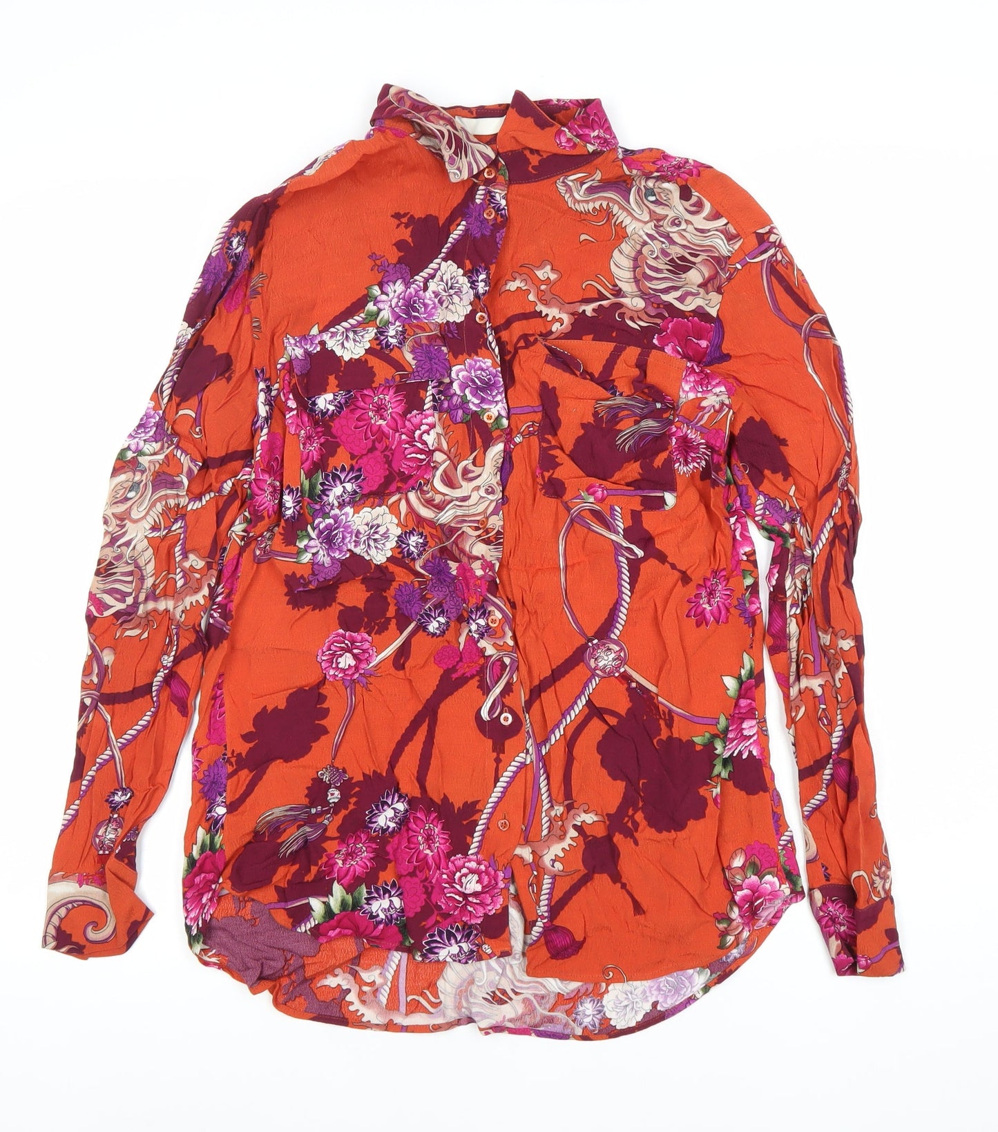 Oui Womens Multicoloured Floral Button-Up Shirt Size 10