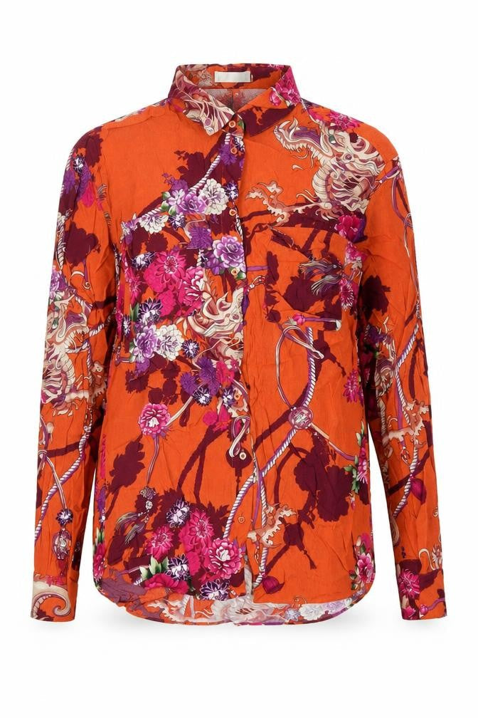 Oui Womens Multicoloured Floral Button-Up Shirt Size 10