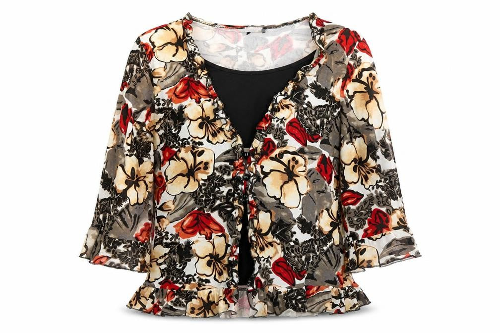 Touch Collection Womens Multicoloured Floral Ruffle Wrap Blouse Size 18