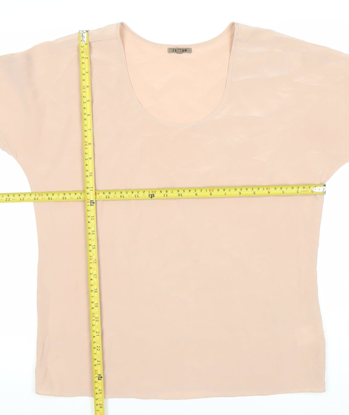 Jigsaw Women’s Beige Silk Scoop Neck Blouse Size S