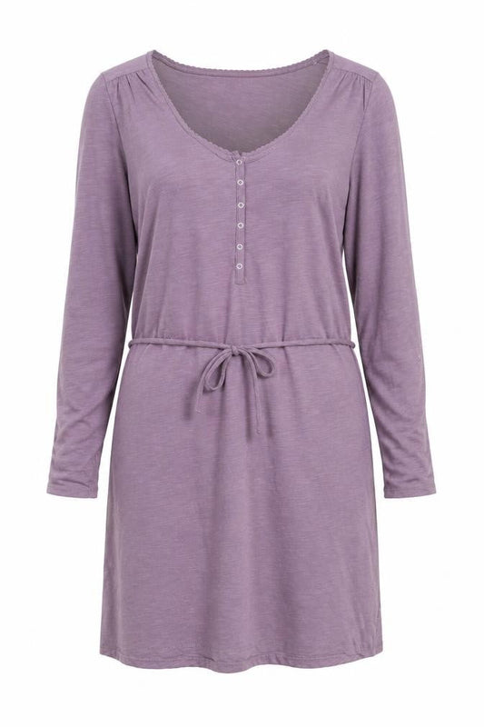 La Redoute Women’s Purple Shirt Dress Size 16/18 Long Sleeve V-Neck Cotton