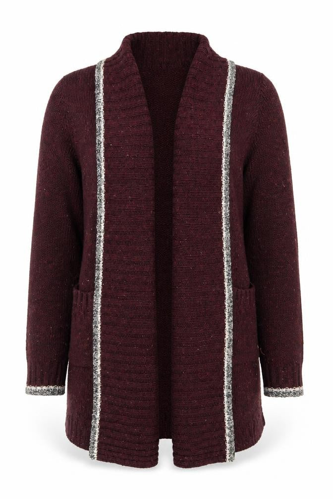 Roots Womens Red Knit Chunky Cardigan Jumper M Wool Blend