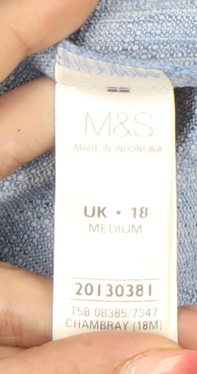 Marks and Spencer Womens Blue Size 18 Chino Polyester Trousers