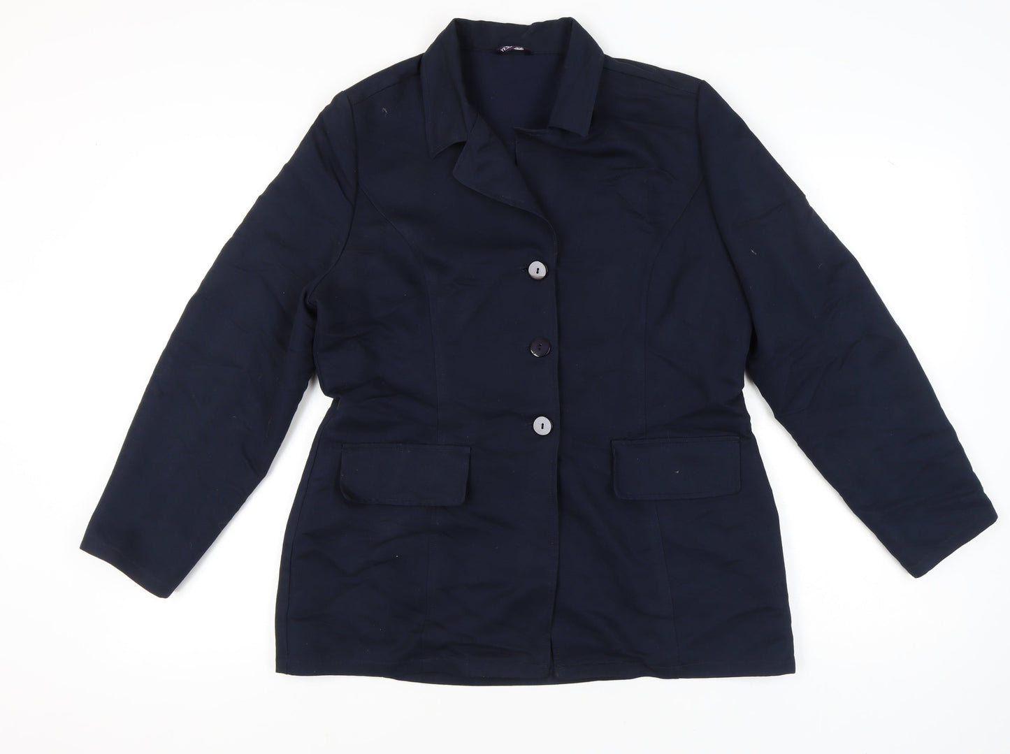 C&A Womens Blue Size 14 Suit Jacket Three Button Lined Workwear