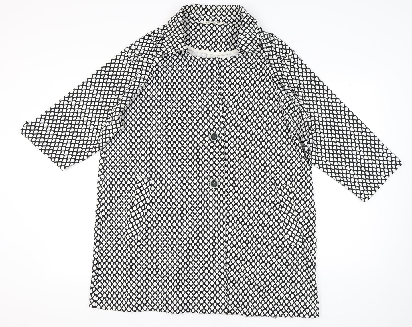 Virtuelle Womens Black White Geometric Plus Size 20 Coat