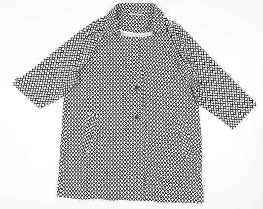 Virtuelle Womens Black White Geometric Plus Size 20 Coat