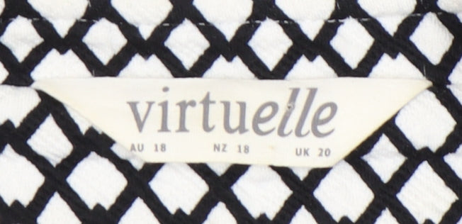 Virtuelle Womens Black White Geometric Plus Size 20 Coat