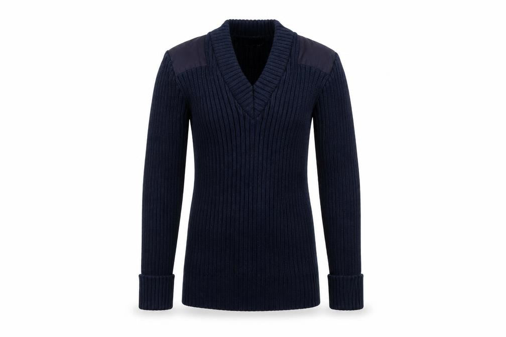 Yorkcraft Men’s Blue V-Neck Military Pullover Jumper XS