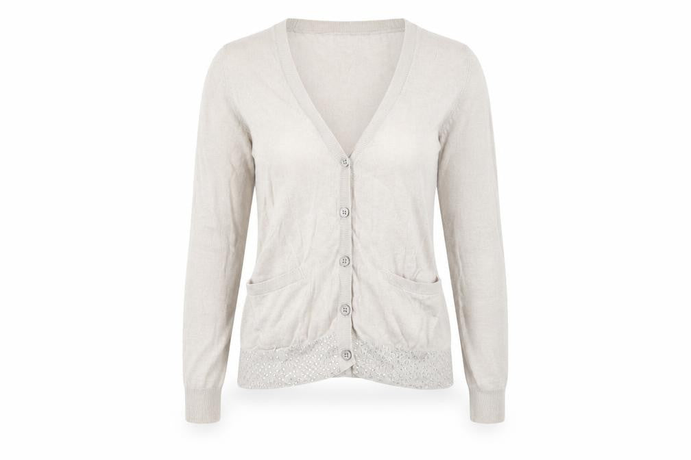 The White Company Womens Beige Sequin Cardigan XS Linen Cotton