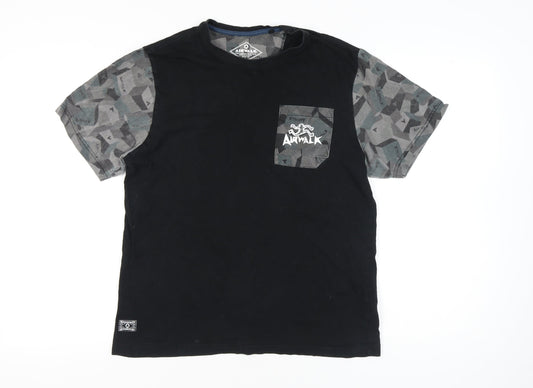 Airwalk Men's Black Camouflage Sleeve Pocket T-Shirt Size L