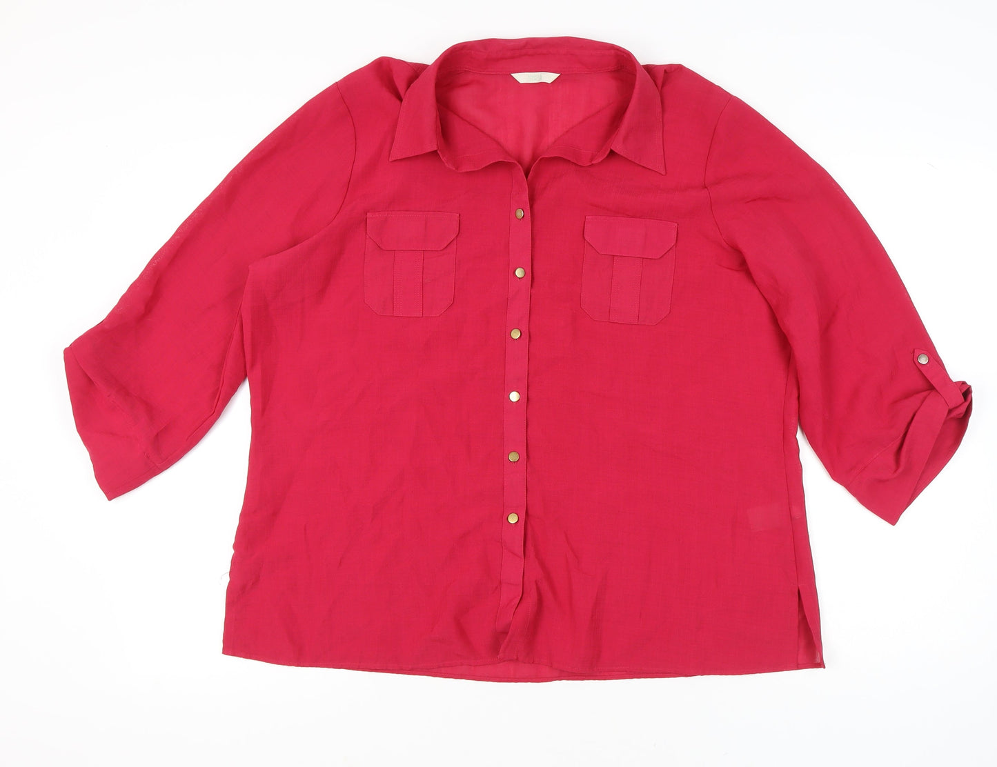 Marks and Spencer Women’s Pink Button-Up Shirt UK 22 3/4 Sleeves
